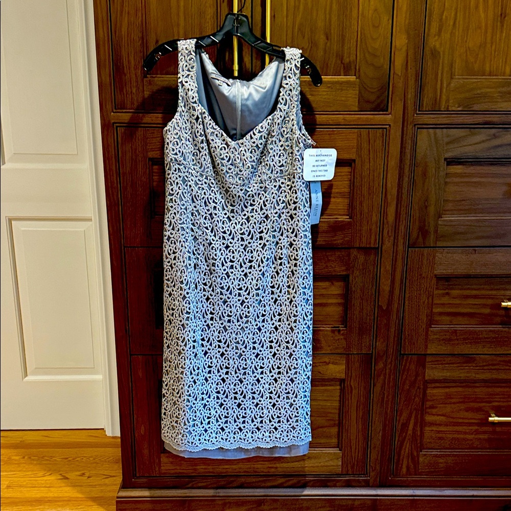 Anne Klein Elegant Silver and Gray Dress